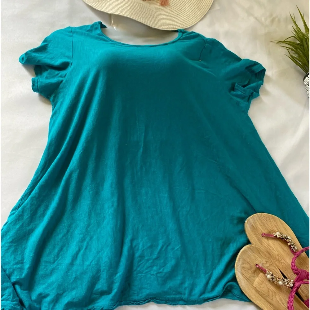 hannah high low women tunic short sleeve blouse tops loose M